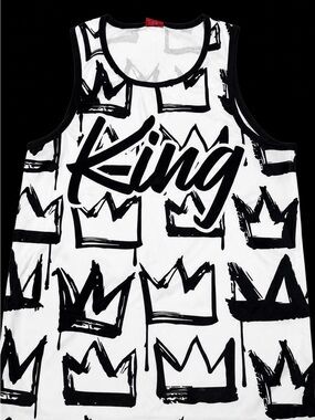 King Graphic Jersey Tank - Black & White